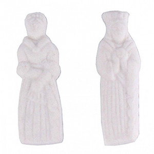 Figuritas Roscón Rey y Reina Plástico Blanco x 144