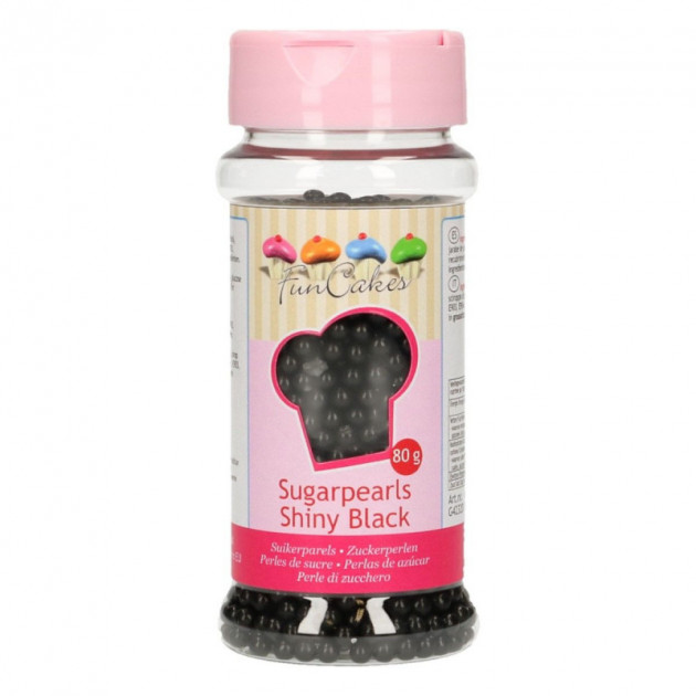 Perlas de azúcar negro brillante 80 g Funcakes 