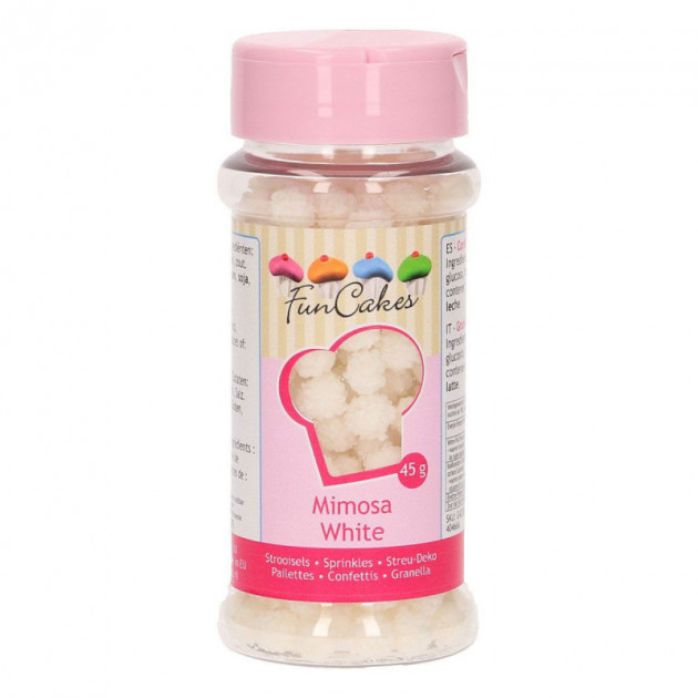 Adornos Comestibles Para Tartas Mimosas Blanco 45g FunCakes 