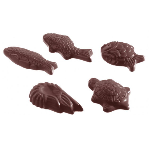 Molde figura de chocolate animales marinos 38 x 20 mm (x28) Chocolate World 