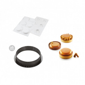 Molde de silicona 6 tartaletas kit de pastelería Ø 80mm SilikoMart Professional
