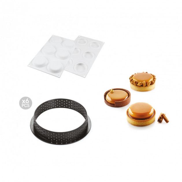 Molde de silicona 6 tartaletas kit de pastelería Ø 80mm SilikoMart Professional 