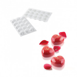 Molde silicona corazón abombado (x15) 4,5 x 4,4 cm 30ml SilikoMart Professional