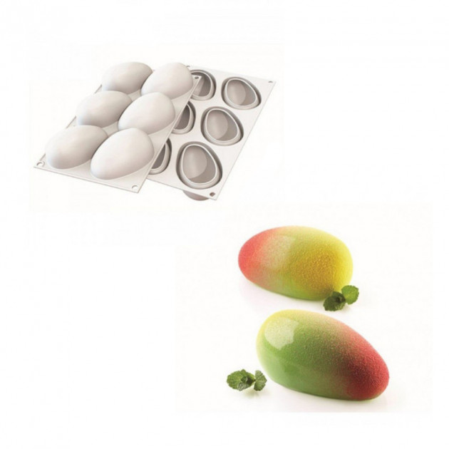 Molde de silicona Mango (x6) 9,3 x 5,7 cm 130ml SilikoMart Professional 