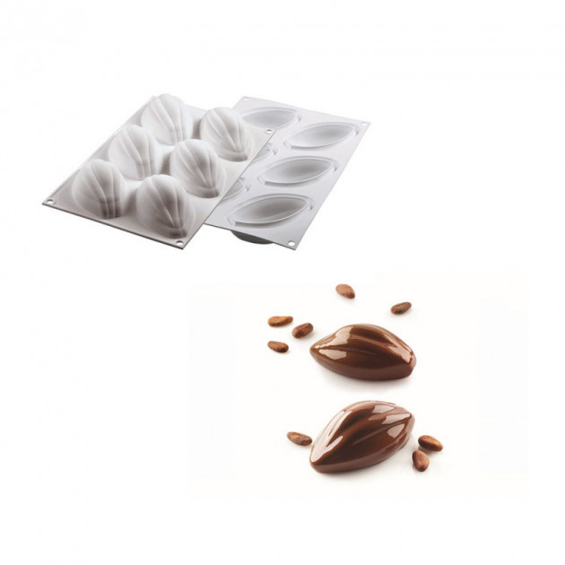 Molde silicona Cabosses de cacao (x6) 10,2 x 5,4 cm 115ml SilikoMart Professional 