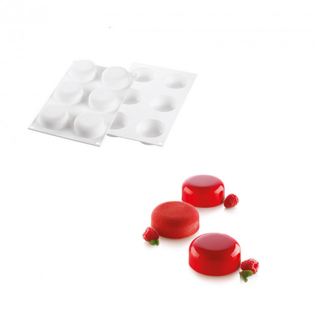 Molde de silicona 6 mini moldes redondos Ø67 x 27 mm de altura 90ml SilikoMart Profesional