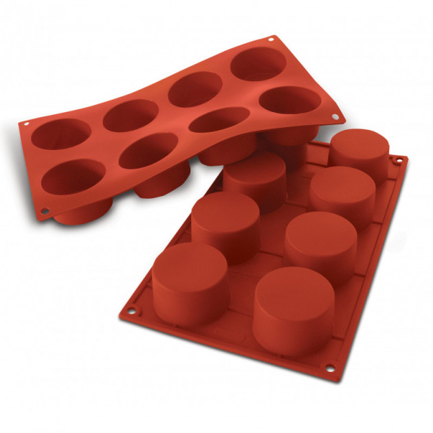 Molde silicona 8 cilindros 6 cm x 6 cm x 3,5 cm de altura SilikoMart 