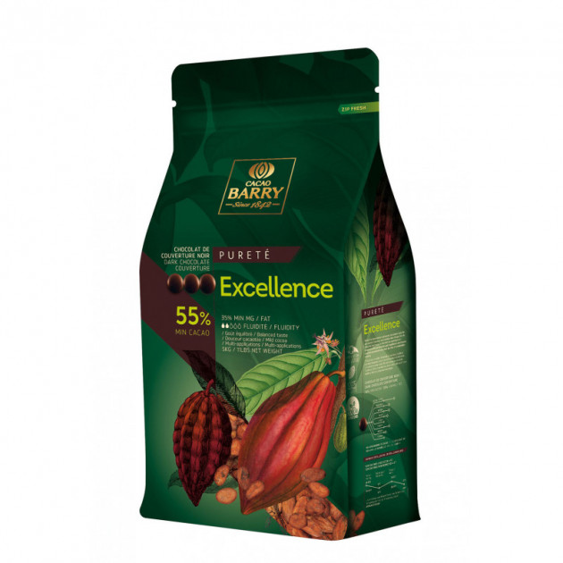 Chocolate de Cobertura Negro Excellence 55 % 5 kg Cacao Barry 