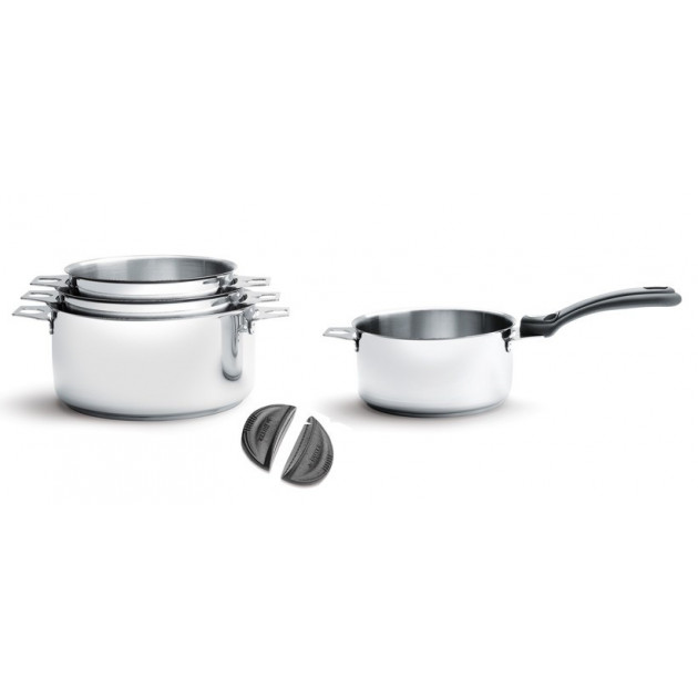 Juego de (4) Cazos de Cocina Twisty + 1 Mango + 2 Asas Negras