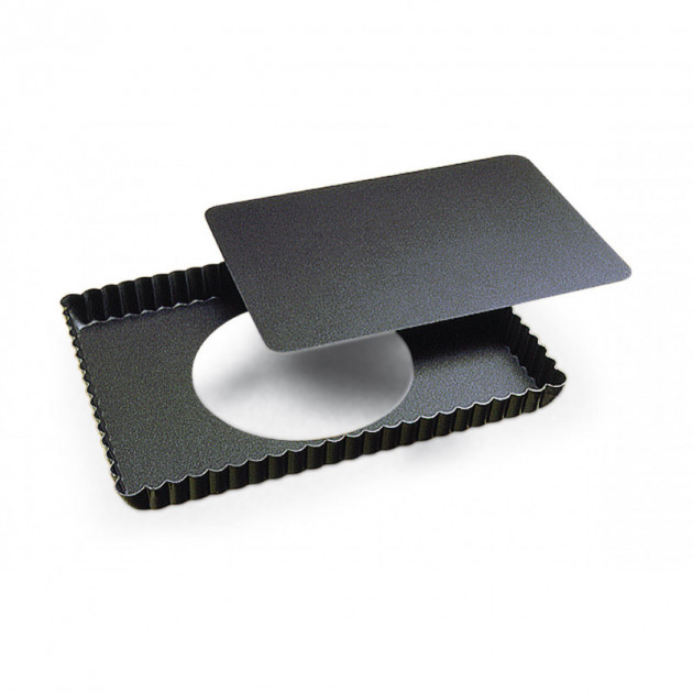 tarte rectangulaire bord cannele fond fixe - Gobel