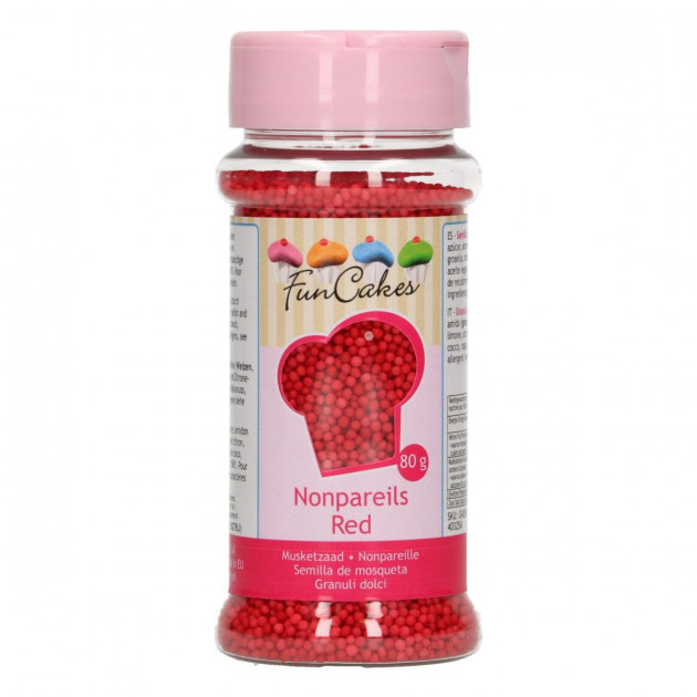 Sprinkles nonpareils rojas 80 g Funcakes 