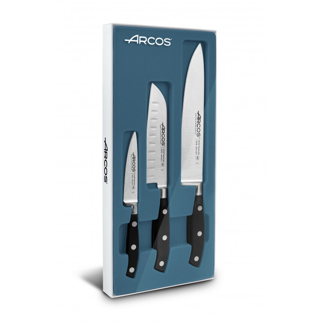 Juego de Cuchillos de Cocina Negros x3 Riviera Arcos