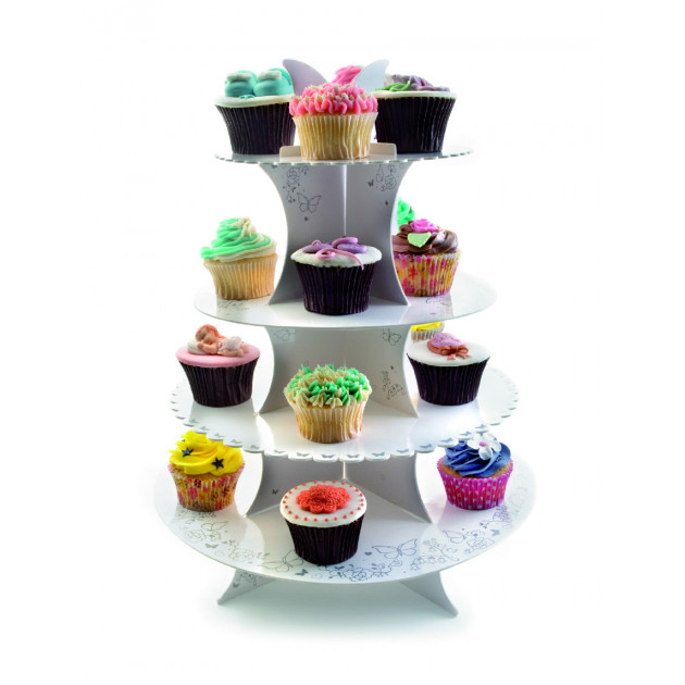 Soporte cupcakes de cartón Ø 34,5 cm x 44 cm de altura Ibili 