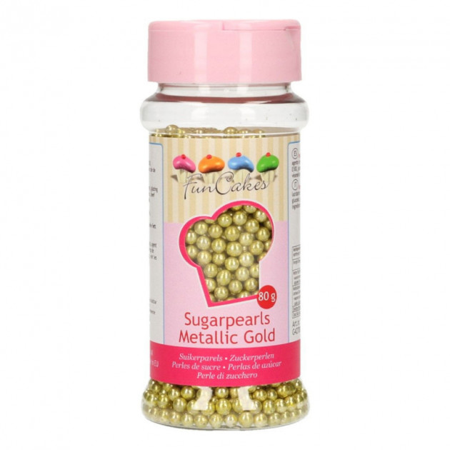 Perlas de azúcar doradas metalizadas 80g Funcakes 