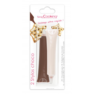 Bolígrafos Chocolate Blanco y Chocolate con Leche 25g Scrapcooking
