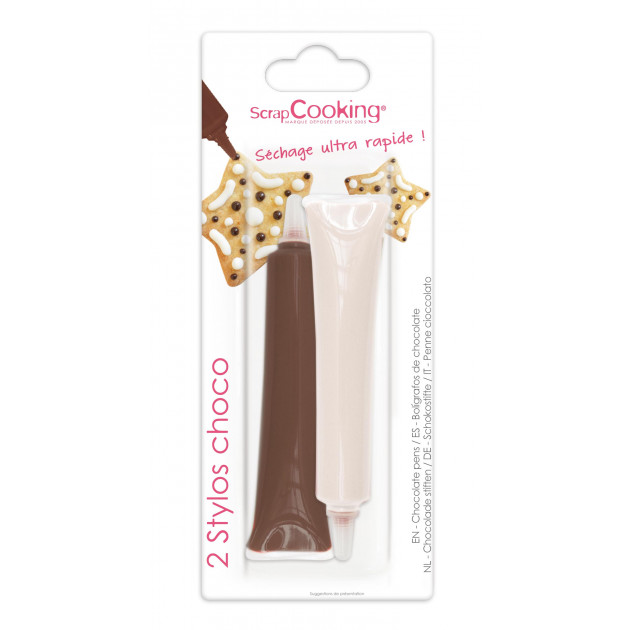 Bolígrafos Chocolate Blanco y Chocolate con Leche 25g Scrapcooking
