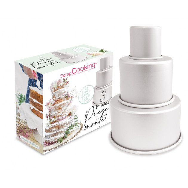 Molde redondo para tartas tres pisos aluminio Scrapcooking 