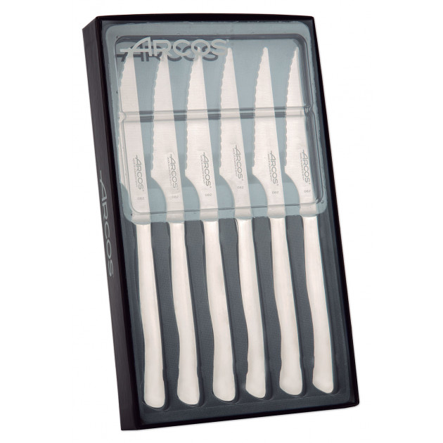 Juego de Cuchillos Chuleteros 11 cm x6 Hoja Dentada Acero Inoxidable Arcos 