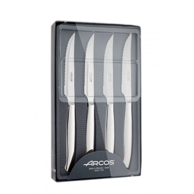 Juego de Cuchillos Chuleteros 11 cm x4 Hoja Dentada Acero Inoxidable Arcos 