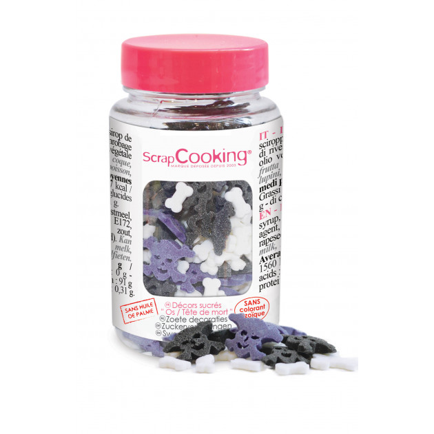 Decoraciones Comestibles Halloween Huesos y Calaveras 50 g ScrapCooking 
