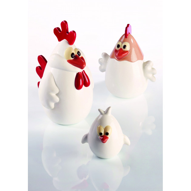 Molde para chocolate familia de gallinas (x3) Pavoni 