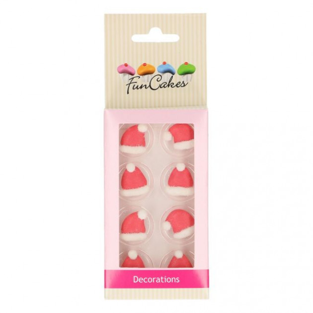 Figuras de azúcar gorro papá Noel (x8) Funcakes 
