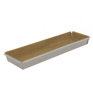 Molde para tarta rectangular acero inoxidable perforado desmontable 35 x 10 cm x 3,5 cm de altura de Buyer