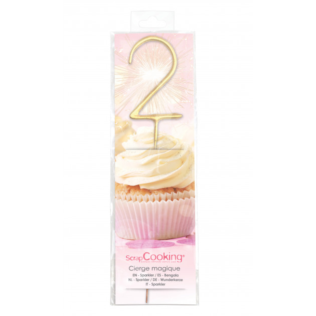 Vela Bengala Dorada 17,5 cm Número 2 ScrapCooking 