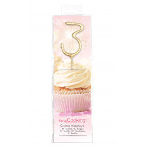 Vela Bengala Dorada 17,5 cm Número 3 ScrapCooking