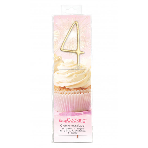 Vela Bengala Dorada 17,5 cm Número 4 ScrapCooking 