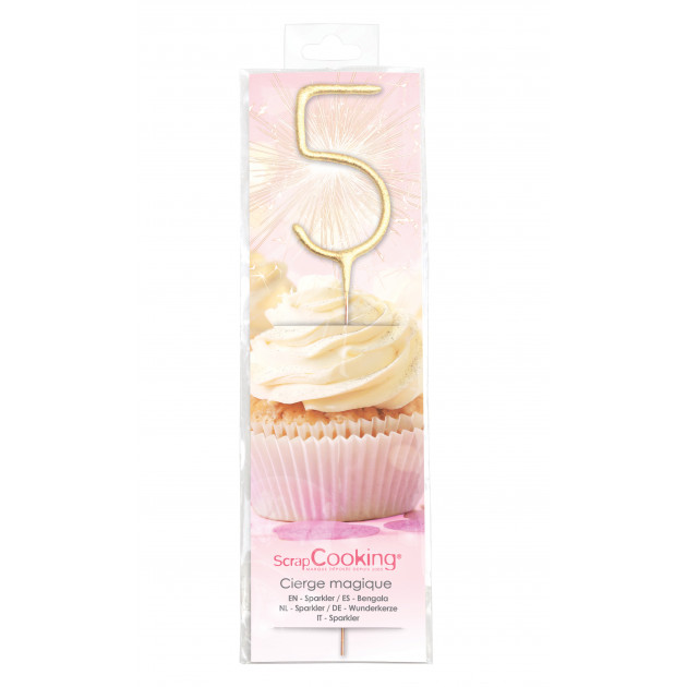 Vela Bengala Dorada 17,5 cm Número 5 ScrapCooking