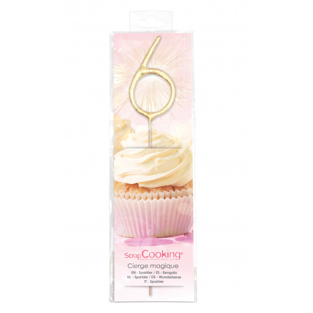 Vela Bengala Dorada 17,5 cm Número 6 ScrapCooking 