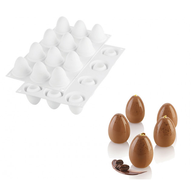 Molde huevo de pascua (x12) 3,4 cm x 4,7 cm de altura SilikoMart Profesional 