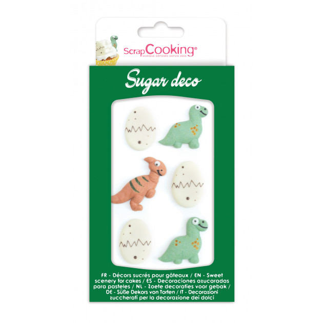 Figuras de Azúcar para Tartas Dinosaurio (x6) Scrapcooking 