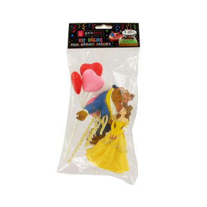 Kit Decoración Tarta de Cumpleaños La Bella y la Bestia Gatodéco