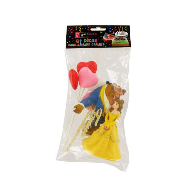 Kit Decoración Tarta de Cumpleaños La Bella y la Bestia Gatodéco 