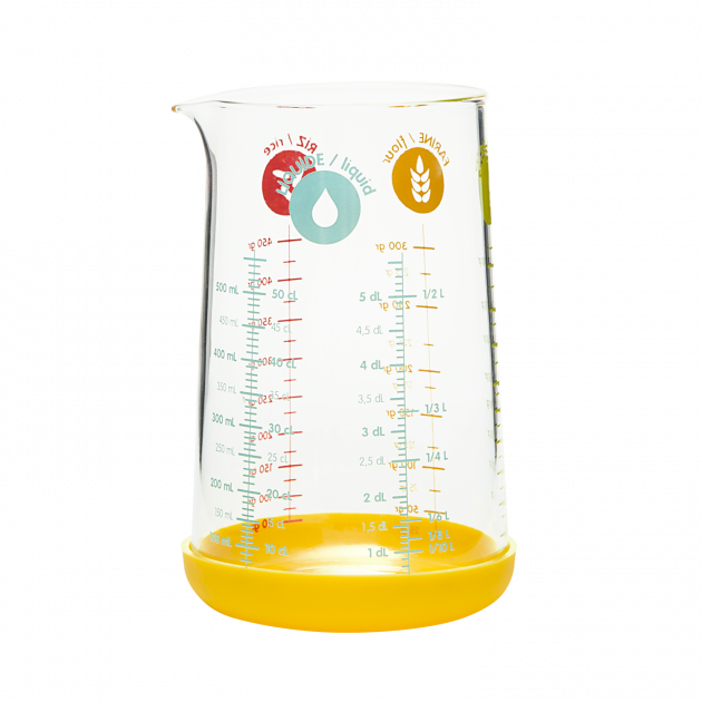 Jarra Medidora de Cristal con base de Silicona 500 ml Amarillo Pebbly 