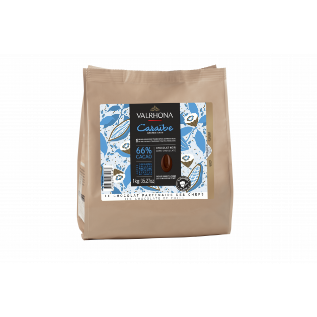 Chocolate de Cobertura Negro Caraïbes 66 % 1 kg Valrhona 