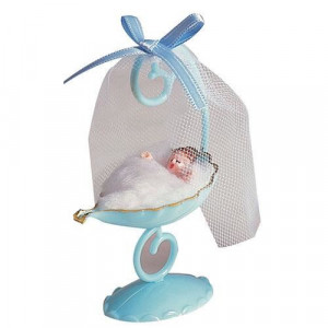 Figura Tarta Bautizo Niño Cuna Azul 10 cm Nordia