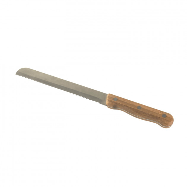 Cuchillo de Pan Acero Inoxidable y Bambú 32 cm Pebbly 