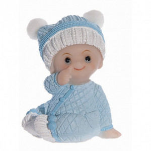 Figura Tarta Bautizo Niño Pijama Azul 7,5 cm