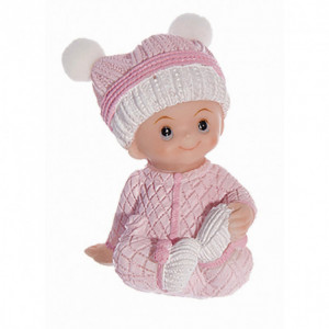 Figura Tarta Bautizo Niña en Pijama Rosado