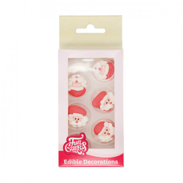 Decoración comestible Navidad papá Noel (x8) Funcakes 