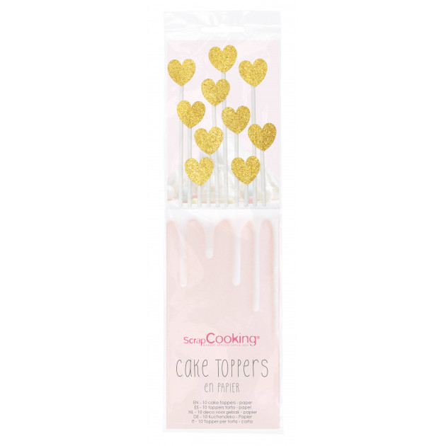 Topper Para Tarta Corazones Dorados 20 cm (x10) ScrapCooking 