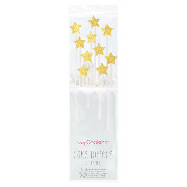 Topper Para Tarta Estrellas Doradas 20 cm (x10) ScrapCooking 