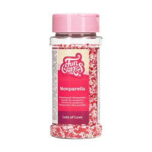 Sprinkles nonpareils rojas, rosas y blancas 80 g Funcakes