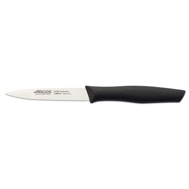 Cuchillo Mondador Acero Inoxidable Con Sierra 10 cm Negro NOVA Arcos 