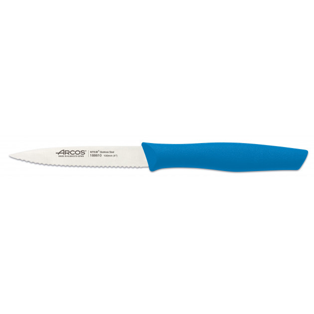 Cuchillo Mondador Acero Inoxidable Con Sierra 10 cm Azul NOVA Arcos 