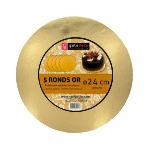 Base para tarta redonda dorada Ø 23,4 cm (x5) Gatodéco