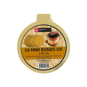 Bases para tartas mini redondas doradas Ø 8 cm (x20) Gatodéco